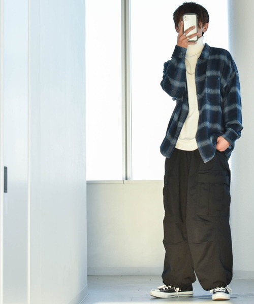 Ritzy（リッツィー）の「オンプレチェック ワークシャツLS レディース メンズ（Tシャツ/カットソー・メンズ・ネイビー/ブラウン/ブラック・MEDIUM/LARGE/X-LARGE）」の15枚目の写真