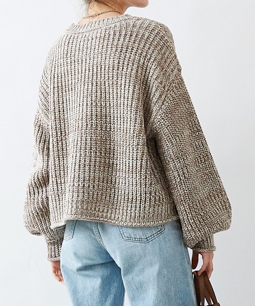 STYLEBLOCK(スタイルブロック)の「ショート丈MIXニットトップス(ニット/セーター・レディース・チャコールグレー/ブルー/モカ・FREE)」の9枚目の写真
