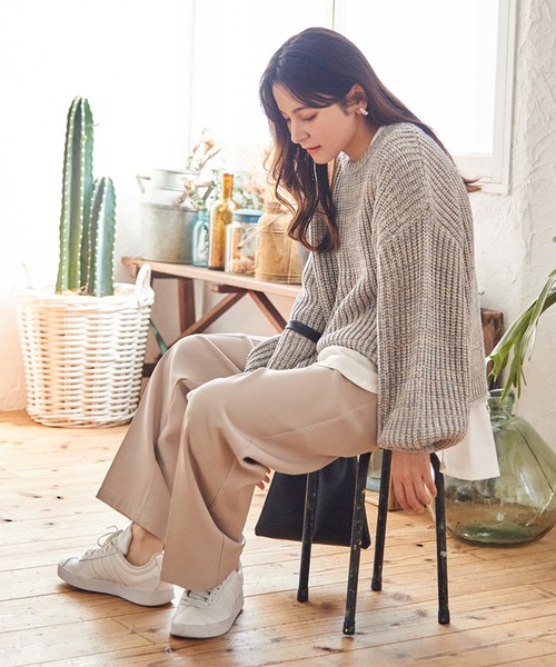 STYLEBLOCK(スタイルブロック)の「ショート丈MIXニットトップス(ニット/セーター・レディース・チャコールグレー/ブルー/モカ・FREE)」の11枚目の写真