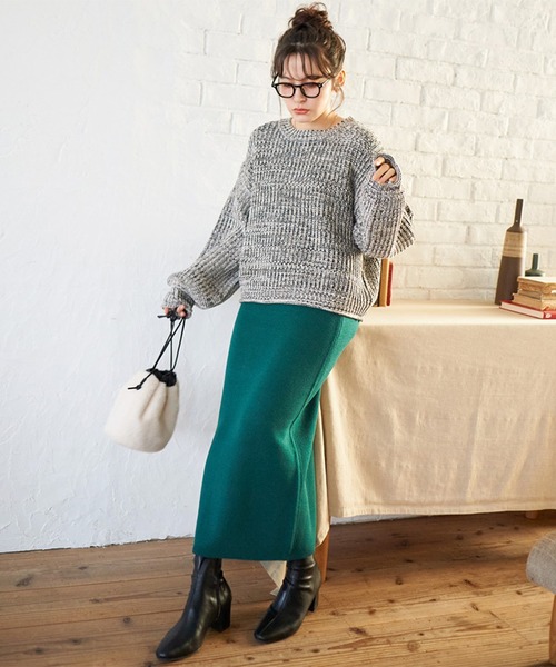 STYLEBLOCK(スタイルブロック)の「ショート丈MIXニットトップス(ニット/セーター・レディース・チャコールグレー/ブルー/モカ・FREE)」の6枚目の写真