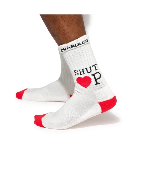 CHARI&CO（チャリアンドコー）の「CHARI&CO SHUT HEART UP SOCKS 靴下 ソックス（ソックス/靴下・メンズ・ホワイト・FREE）」の3枚目の写真