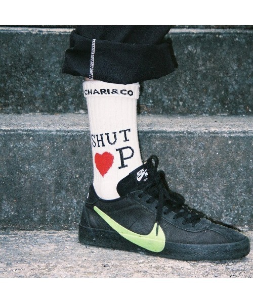 CHARI&CO（チャリアンドコー）の「CHARI&CO SHUT HEART UP SOCKS 靴下 ソックス（ソックス/靴下・メンズ・ホワイト・FREE）」の2枚目の写真