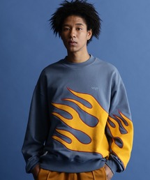 schott | 【WEB LIMITED】Schott/ショット/CREW SWEAT FIRE PATTERN/クルーネックスウェット "ファイアパターン"(スウェット)