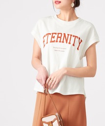綿100%カレッジロゴフレンチスリーブTシャツ