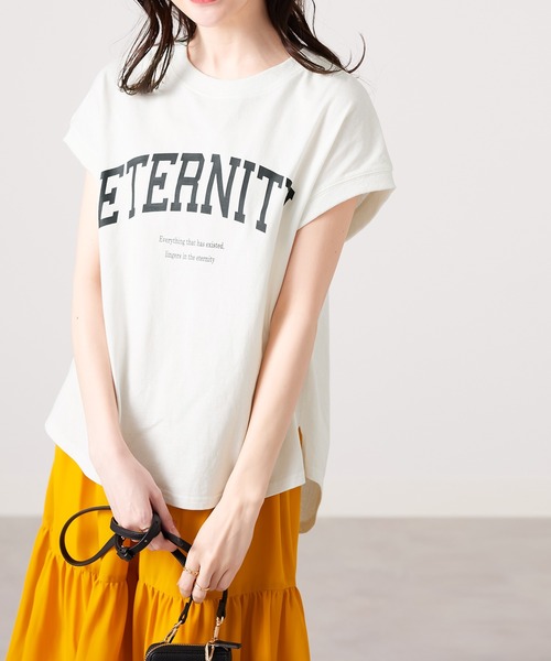 CHAN ME（チャンミ）の「綿100％カレッジロゴフレンチスリーブTシャツ（Tシャツ/カットソー・レディース・グリーン系その他/レッド系その他/ブラック/ホワイト/オレンジ系その他・MEDIUM/LARGE/X-LARGE）」の17枚目の写真