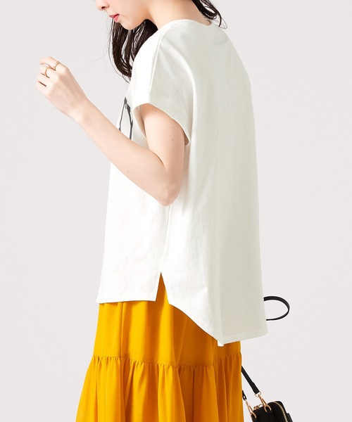 CHAN ME（チャンミ）の「綿100％カレッジロゴフレンチスリーブTシャツ（Tシャツ/カットソー・レディース・グリーン系その他/レッド系その他/ブラック/ホワイト/オレンジ系その他・MEDIUM/LARGE/X-LARGE）」の22枚目の写真