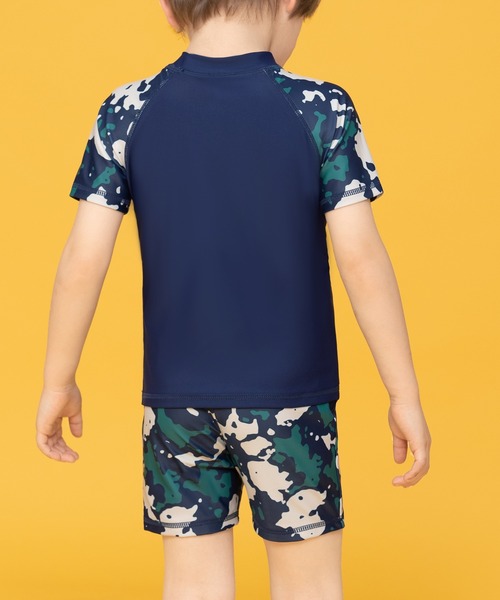 セール】キッズ水着 半袖クジラ柄ラッシュガード+ショートパンツ+