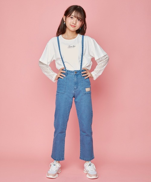 JENNI love(ジェニィラブ)の「サス付きバックリボンロングパンツ(デニムパンツ・キッズ・ブラック/ベージュ/サックスブルー/ブルー・130cm/140cm/150cm/160cm)」の21枚目の写真