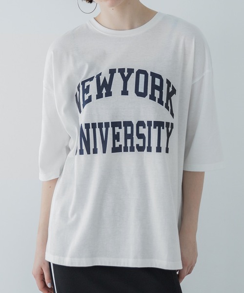 coca（coca）（コカ）の「＼新色追加／ビッグシルエットプリントTシャツ（Tシャツ/カットソー・レディース・ベージュ/ネイビー/チャコール/ホワイト/E/B/D/C/F/A・ONE SIZE）」の8枚目の写真