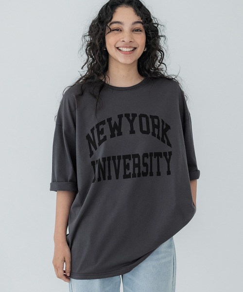 coca（coca）（コカ）の「＼新色追加／ビッグシルエットプリントTシャツ（Tシャツ/カットソー・レディース・ベージュ/ネイビー/チャコール/ホワイト/E/B/D/C/F/A・ONE SIZE）」の9枚目の写真