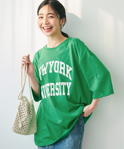 coca（coca）（コカ）の「＼新色追加／ビッグシルエットプリントTシャツ（Tシャツ/カットソー・レディース・ベージュ/ネイビー/チャコール/ホワイト/E/B/D/C/F/A・ONE SIZE）」の10枚目の写真