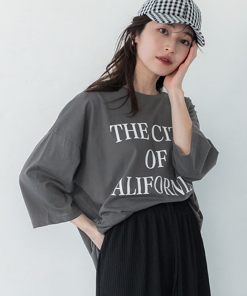 coca（coca）（コカ）の「＼新色追加／ビッグシルエットプリントTシャツ（Tシャツ/カットソー・レディース・ベージュ/ネイビー/チャコール/ホワイト/E/B/D/C/F/A・ONE SIZE）」の3枚目の写真