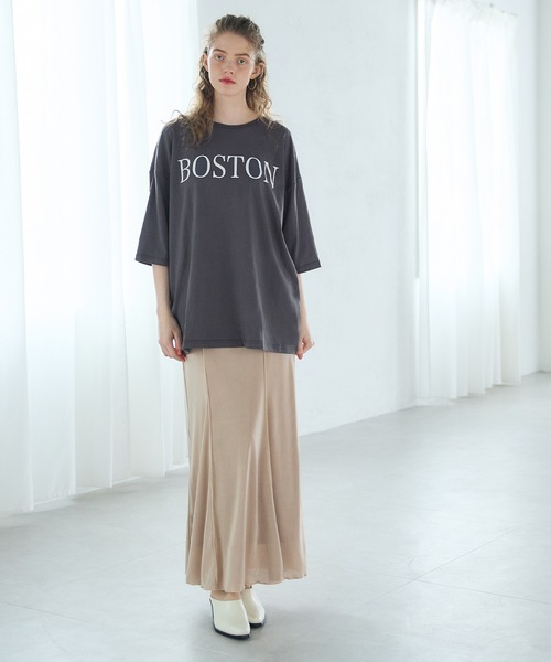 coca（coca）（コカ）の「＼新色追加／ビッグシルエットプリントTシャツ（Tシャツ/カットソー・レディース・ベージュ/ネイビー/チャコール/ホワイト/E/B/D/C/F/A・ONE SIZE）」の15枚目の写真