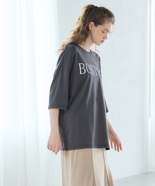 coca（coca）（コカ）の「＼新色追加／ビッグシルエットプリントTシャツ（Tシャツ/カットソー・レディース・ベージュ/ネイビー/チャコール/ホワイト/E/B/D/C/F/A・ONE SIZE）」の16枚目の写真