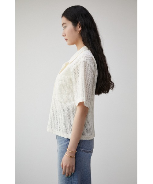 AZUL by moussy(アズールバイマウジー)の「COTTON MESH HALF SLEEVE SHIRT/コットンメッシュハーフスリーブシャツ(シャツ/ブラウス・レディース・ライトパープル/オフホワイト/ダークネイビー・SMALL/MEDIUM)」の7枚目の写真