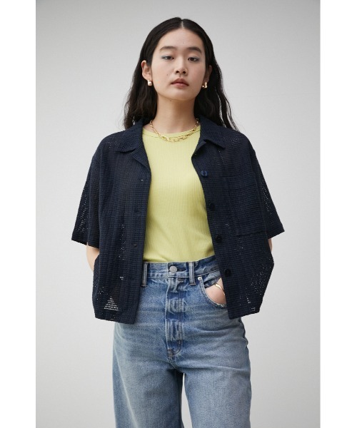 AZUL by moussy(アズールバイマウジー)の「COTTON MESH HALF SLEEVE SHIRT/コットンメッシュハーフスリーブシャツ(シャツ/ブラウス・レディース・ライトパープル/オフホワイト/ダークネイビー・SMALL/MEDIUM)」の17枚目の写真