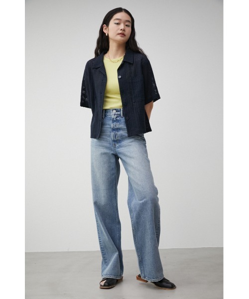 AZUL by moussy(アズールバイマウジー)の「COTTON MESH HALF SLEEVE SHIRT/コットンメッシュハーフスリーブシャツ(シャツ/ブラウス・レディース・ライトパープル/オフホワイト/ダークネイビー・SMALL/MEDIUM)」の5枚目の写真