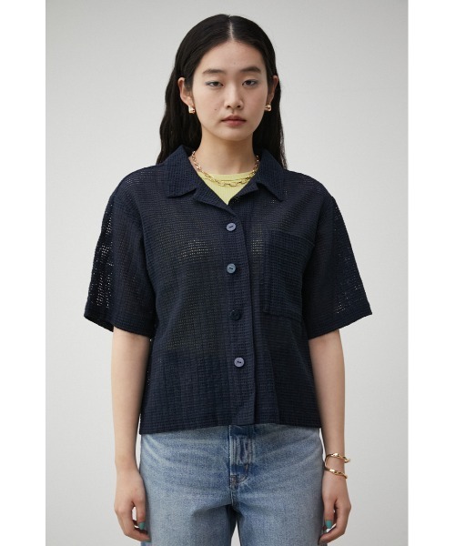 AZUL by moussy(アズールバイマウジー)の「COTTON MESH HALF SLEEVE SHIRT/コットンメッシュハーフスリーブシャツ(シャツ/ブラウス・レディース・ライトパープル/オフホワイト/ダークネイビー・SMALL/MEDIUM)」の8枚目の写真