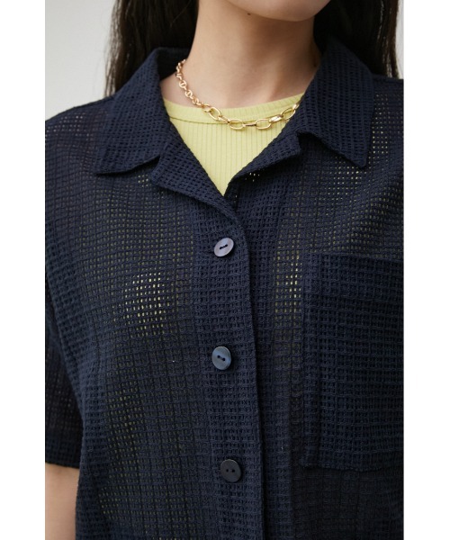 AZUL by moussy(アズールバイマウジー)の「COTTON MESH HALF SLEEVE SHIRT/コットンメッシュハーフスリーブシャツ(シャツ/ブラウス・レディース・ライトパープル/オフホワイト/ダークネイビー・SMALL/MEDIUM)」の11枚目の写真