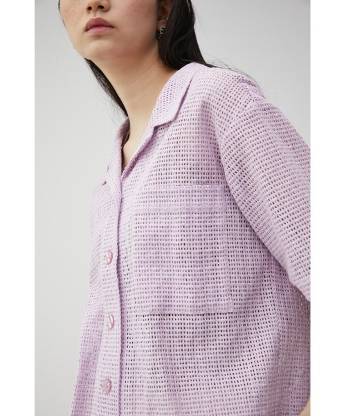 AZUL by moussy(アズールバイマウジー)の「COTTON MESH HALF SLEEVE SHIRT/コットンメッシュハーフスリーブシャツ(シャツ/ブラウス・レディース・ライトパープル/オフホワイト/ダークネイビー・SMALL/MEDIUM)」の6枚目の写真