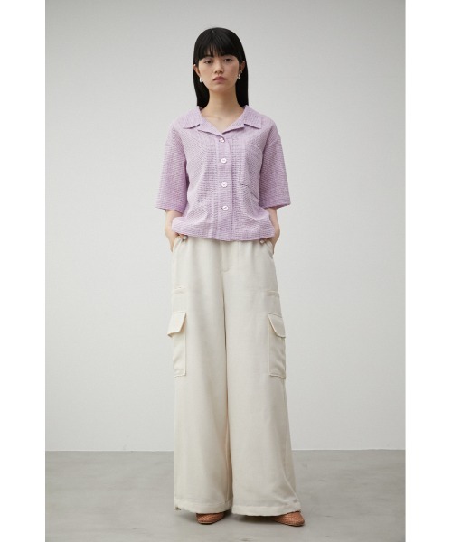 AZUL by moussy(アズールバイマウジー)の「COTTON MESH HALF SLEEVE SHIRT/コットンメッシュハーフスリーブシャツ(シャツ/ブラウス・レディース・ライトパープル/オフホワイト/ダークネイビー・SMALL/MEDIUM)」の9枚目の写真