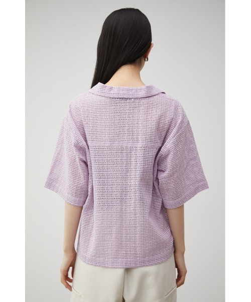 AZUL by moussy(アズールバイマウジー)の「COTTON MESH HALF SLEEVE SHIRT/コットンメッシュハーフスリーブシャツ(シャツ/ブラウス・レディース・ライトパープル/オフホワイト/ダークネイビー・SMALL/MEDIUM)」の12枚目の写真