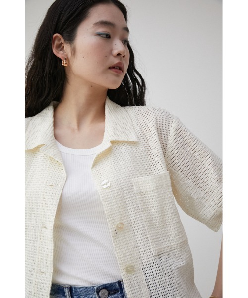 AZUL by moussy(アズールバイマウジー)の「COTTON MESH HALF SLEEVE SHIRT/コットンメッシュハーフスリーブシャツ(シャツ/ブラウス・レディース・ライトパープル/オフホワイト/ダークネイビー・SMALL/MEDIUM)」の20枚目の写真