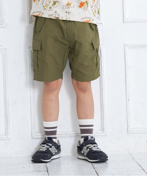 MAKE YOUR DAY（メイクユアデイ）の「無地サルエルカーゴ5分丈パンツ■80～140cm（カーゴパンツ・キッズ・ブラック/オリーブ/カーキ・80/90/100/110/120/130/140）」の3枚目の写真