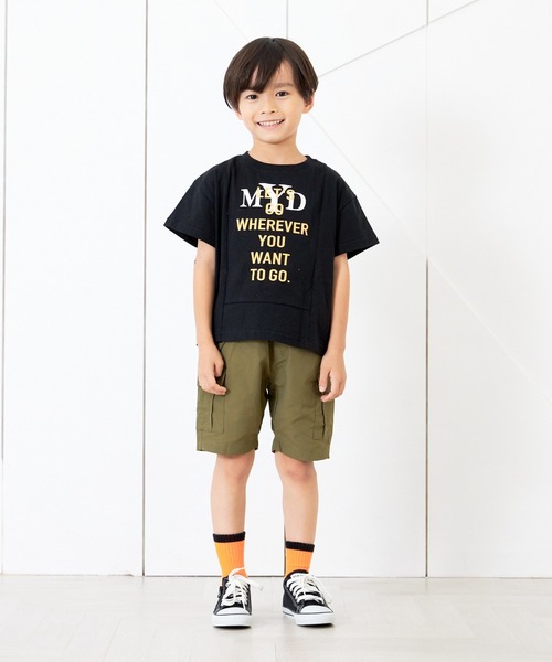 MAKE YOUR DAY（メイクユアデイ）の「無地サルエルカーゴ5分丈パンツ■80～140cm（カーゴパンツ・キッズ・ブラック/オリーブ/カーキ・80/90/100/110/120/130/140）」の10枚目の写真