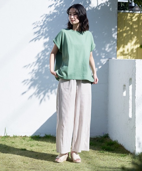 JEANS MATE（ジーンズメイト）の「汗染みの目立ちにくいTシャツ ZEROSTAIN ゼロステイン　撥水性　UVカット ローカルラウンド　無地ヘムTシャツ（Tシャツ/カットソー・レディース・ホワイト/ピンク系その他/ダークブルー/グレー/イエロー/ブラック/ミント/ダークベージュ/チャコールグレー・LARGE/MEDIUM）」の20枚目の写真