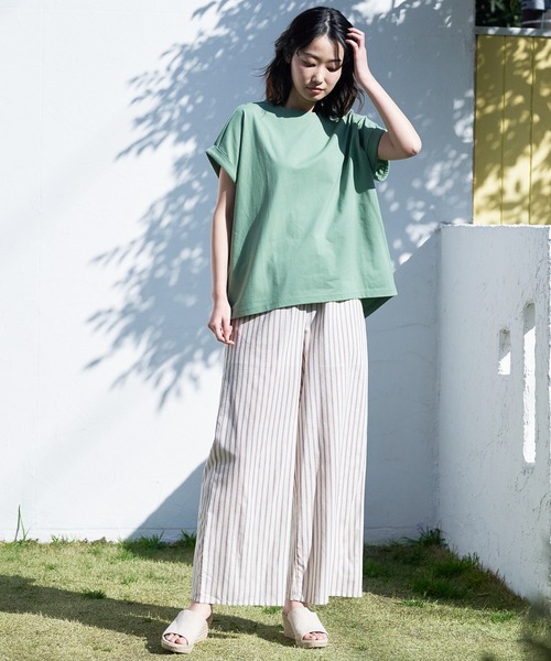 JEANS MATE（ジーンズメイト）の「汗染みの目立ちにくいTシャツ ZEROSTAIN ゼロステイン　撥水性　UVカット ローカルラウンド　無地ヘムTシャツ（Tシャツ/カットソー・レディース・ホワイト/ピンク系その他/ダークブルー/グレー/イエロー/ブラック/ミント/ダークベージュ/チャコールグレー・LARGE/MEDIUM）」の21枚目の写真