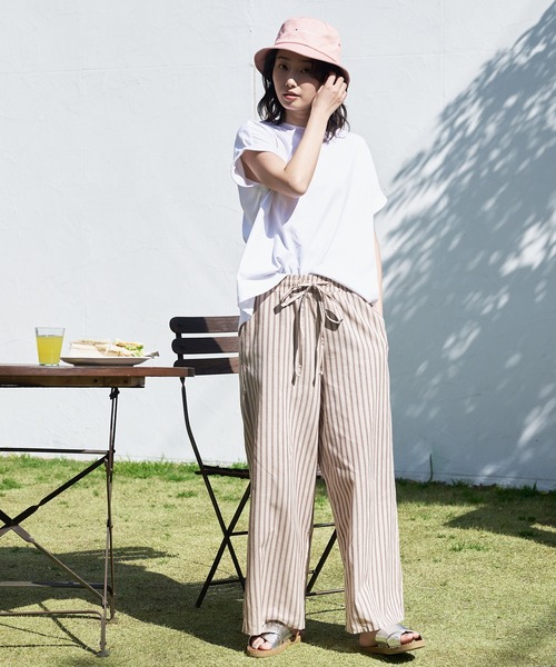 JEANS MATE（ジーンズメイト）の「汗染みの目立ちにくいTシャツ ZEROSTAIN ゼロステイン　撥水性　UVカット ローカルラウンド　無地ヘムTシャツ（Tシャツ/カットソー・レディース・ホワイト/ピンク系その他/ダークブルー/グレー/イエロー/ブラック/ミント/ダークベージュ/チャコールグレー・LARGE/MEDIUM）」の10枚目の写真