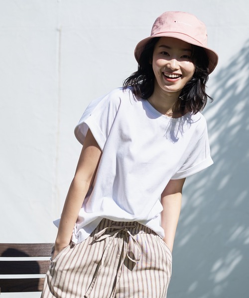 JEANS MATE（ジーンズメイト）の「汗染みの目立ちにくいTシャツ ZEROSTAIN ゼロステイン　撥水性　UVカット ローカルラウンド　無地ヘムTシャツ（Tシャツ/カットソー・レディース・ホワイト/ピンク系その他/ダークブルー/グレー/イエロー/ブラック/ミント/ダークベージュ/チャコールグレー・LARGE/MEDIUM）」の13枚目の写真