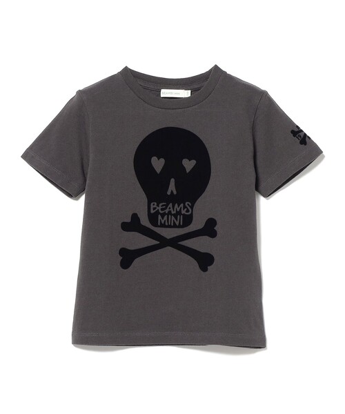 BEAMS mini（ビームスミニ）の「BEAMS mini / スカル フロッキー Tシャツ 23SS（90～150cm）（Tシャツ/カットソー・キッズ・チャコールグレー/オフホワイト・100/110/90/120/130/150/140）」の12枚目の写真