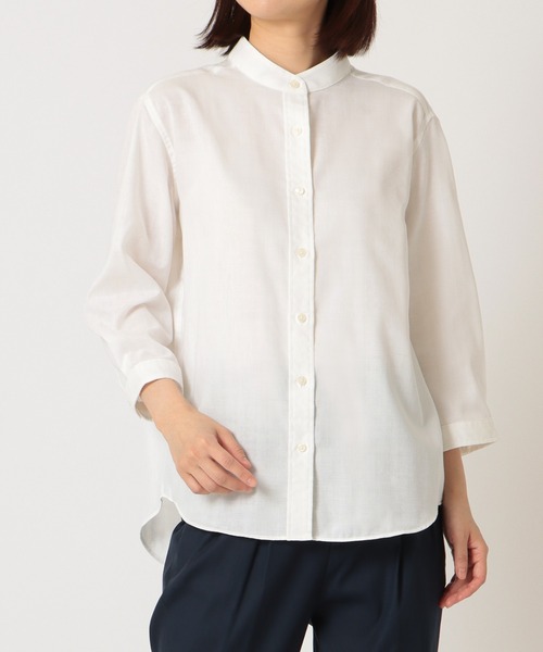 Pitta Re:)（ピッタリ）の「【Pitta Re:)】ふわっとガーゼシャツ 七分袖 綿100% レディースカジュアルシャツ（シャツ/ブラウス・レディース・ホワイト・LL/S/M/L）」の5枚目の写真