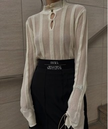 Ameri | PIN TUCK FLARE SLEEVE KNIT TOP(ニット/セーター)
