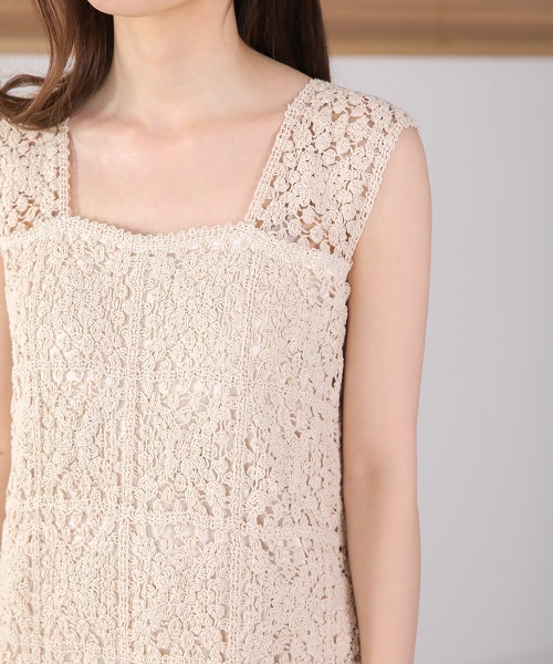 【低身長向けサイズあり】クロシェロングワンピース