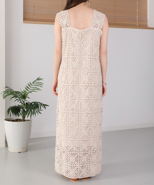 【低身長向けサイズあり】クロシェロングワンピース