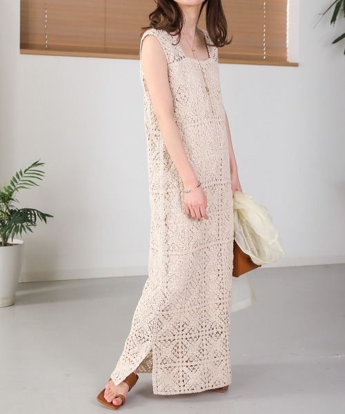 Bab(バブ)の「【低身長向けサイズあり】クロシェロングワンピース(ワンピース・レディース・ホワイト系その他/ブラック/ブラック系その他・M/S)」の15枚目の写真