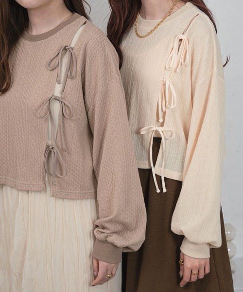Ambre Ciel(アンブルシエル)の「スリットリボンプルオーバー/【WEB/EC限定商品】(Tシャツ/カットソー・レディース・ブラック/アイボリー/ベージュ・FREE)」の13枚目の写真
