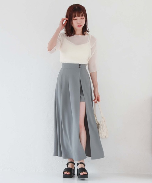 archives(アルシーヴ)の「レイヤードラップスカート×ショートパンツ(その他パンツ・レディース・ブラック/アイボリー/グレイッシュブルー・MEDIUM)」の12枚目の写真