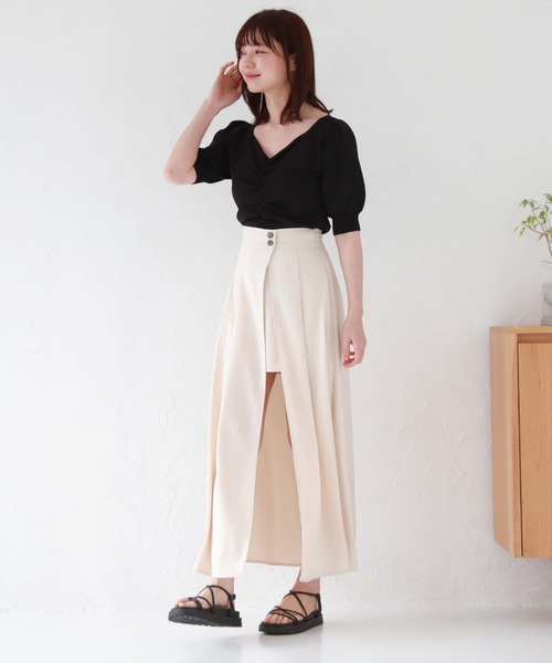 archives(アルシーヴ)の「レイヤードラップスカート×ショートパンツ(その他パンツ・レディース・ブラック/アイボリー/グレイッシュブルー・MEDIUM)」の22枚目の写真