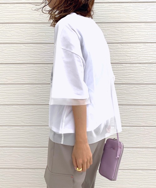 Q（キュー）の「プリントチュールT（Tシャツ/カットソー・レディース・ブラック/アイボリー・MEDIUM）」の10枚目の写真