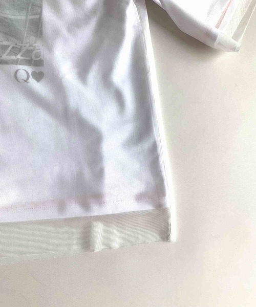 Q（キュー）の「プリントチュールT（Tシャツ/カットソー・レディース・ブラック/アイボリー・MEDIUM）」の6枚目の写真