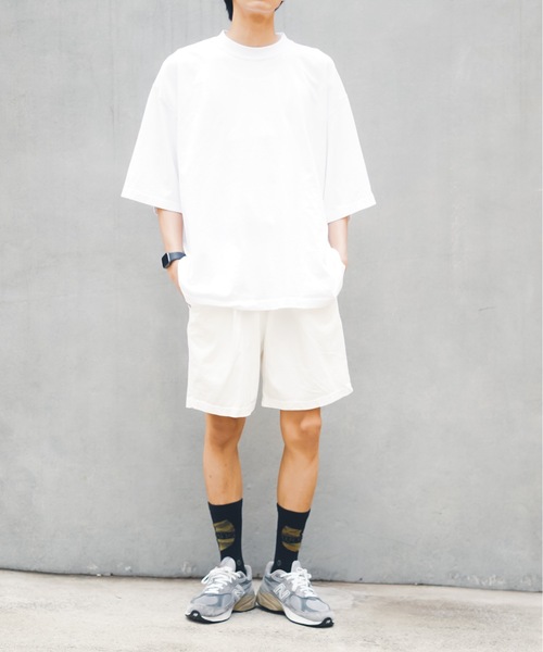 LOS ANGELES APPAREL（ロサンゼルスアパレル）の「【Los Angeles Apparel/ロサンゼルス・アパレル】Mens Heavy Jersey Mid Short 　ウエストゴム 　ショートパンツ　 イージーパンツ（その他パンツ・メンズ・ブラック/オフホワイト・SMALL/MEDIUM/LARGE/X-LARGE）」の3枚目の写真