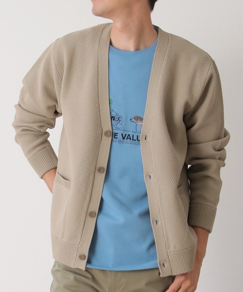 ikka（イッカ）の「GOKU楽ニット鹿の子カーディガン（カーディガン/ボレロ・メンズ・ネイビー/ベージュ/グリーン・S/M/L/XL）」の2枚目の写真