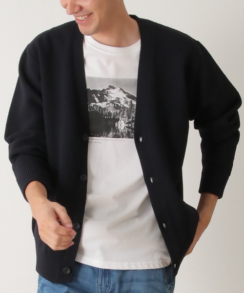 ikka（イッカ）の「GOKU楽ニット鹿の子カーディガン（カーディガン/ボレロ・メンズ・ネイビー/ベージュ/グリーン・S/M/L/XL）」の3枚目の写真