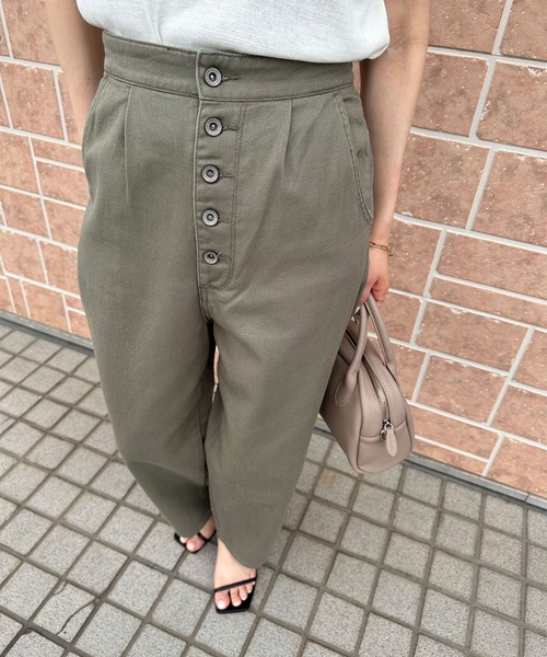 hunch(ハンチ)の「hunch ハイウエストワイドパンツ 製品バイオウォッシュ(その他パンツ・レディース・カーキ/ベージュ/ブラウン・M)」の6枚目の写真