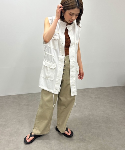 hunch(ハンチ)の「hunch ハイウエストワイドパンツ 製品バイオウォッシュ(その他パンツ・レディース・カーキ/ベージュ/ブラウン・M)」の11枚目の写真