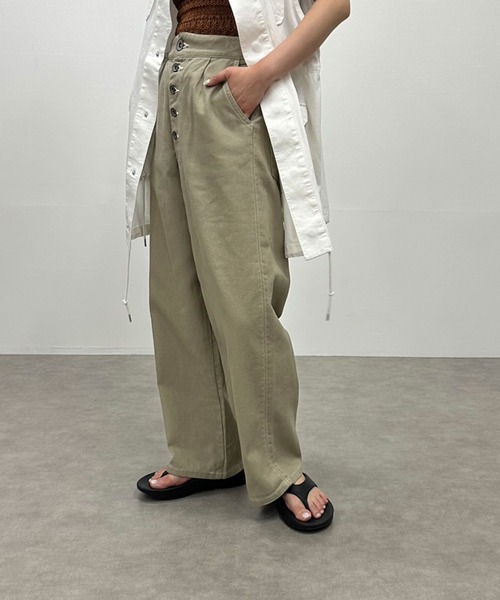 hunch(ハンチ)の「hunch ハイウエストワイドパンツ 製品バイオウォッシュ(その他パンツ・レディース・カーキ/ベージュ/ブラウン・M)」の8枚目の写真